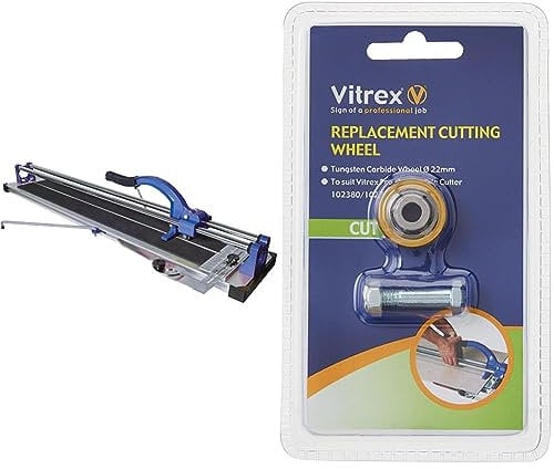 Vitrex 12593 630mm Pro Flat Bed Manual Tile Cutter & 102380/102390 Replacement Wheel for Tile Cutters