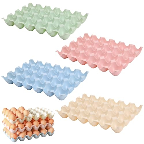 Volumoon 4 Pezzi Conservare Le Uova Contenitore Impilabile,Contenitore per Uova Frigorifero In Plastica,Impilabile Vassoio per Uova,Per Uso Domestico,Cucine,Frigoriferi e Picnic