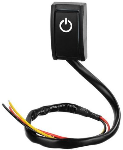 AUTOZOCO Interruptor de coche DIY en forma de gota de agua, Interruptor automotriz con LED, Pulsador 12V con luz, Voltaje 12V DC, Corriente 200mA, ABS, PCC, cobre, ON/OFF, LED luz blanca, cable 30cm