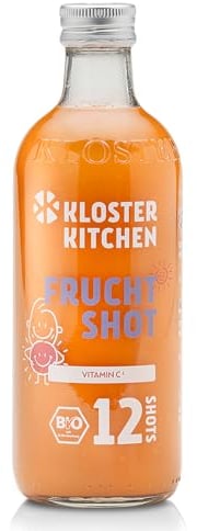 Kloster Kitchen Bio Ingwer Shot Frucht Vitamin 12SHOTS 360 ml mit echten Ingwerstückchen I Ingwershot vegan I Glasflasche I ohne Zusatzstoffe & mit natürlicher Süße (inkl. 0,25€ EINWEG Pfand)