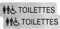 Upifen Panneaux de sécurité Plaque Aluminium brossé imprimé - 200x50 mm Panneau TOILETTES Aver 4 trous Signes d'avertissement