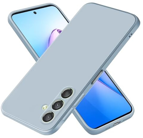 EASSGU Coque pour Samsung Galaxy A55 5G (6.5 inches), Étui en Silicone TPU Souple - Bleu fumé