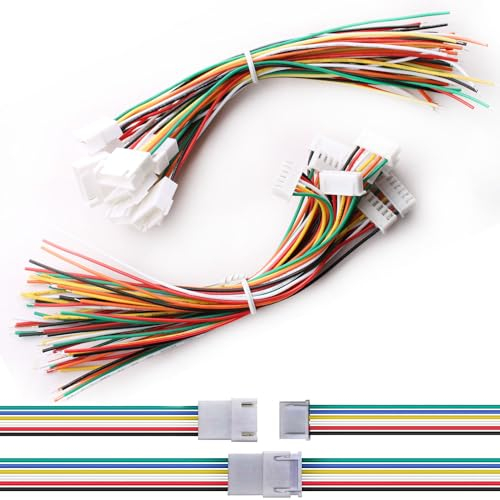 VISSQH 10 Paires JST 2.54 XH 6Pin Connecteur Mâle et Femelle,JST Connecteur avec Câble Électrique 150mm 26AWG,Micro JST Connecteur Plug Prise