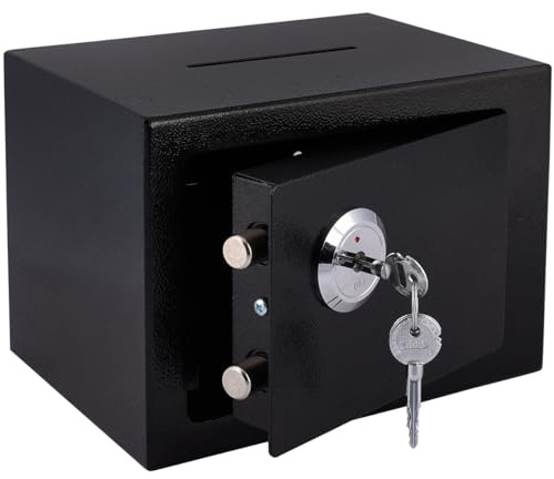 Sevico Tresor Safe Groß, Tresor mit Schlüssel Möbeltresor mit Schloss, Wandtresor für Zuhause, Geschäft, Büro, Hotel, Geld, Dokument, Schmuck, Reisepass 17x23x17cm