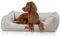 Knuffelwuff Nunavut Orthopädisches Hundebett aus Cord mit handgewebtem Charakter XXL 120 x 85 cm Hellgrau – Abnehmbarer Bezug – waschbar – für große, mittlere und kleine Hunde