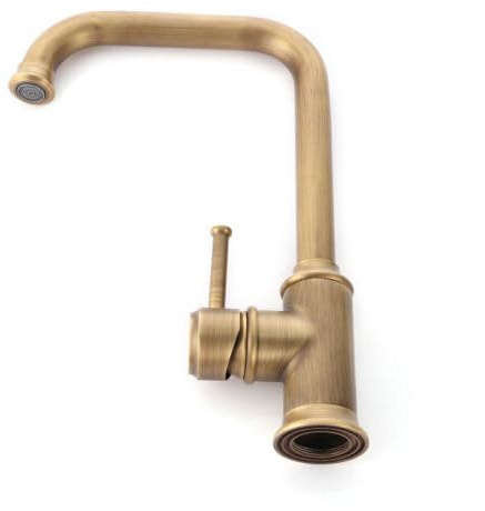 LANNADD Robinet de cuisine rétro pivotant à 360° - Mitigeur d'évier monocommande - Robinet de lavabo en laiton antique - Doré