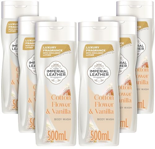 Imperial Leather Cotton Flower & Vanilla Moisturising Body Wash Shower Gel Signature Oil Blend, Creamy Lather, Gentle Skin Care, Bulk Buy, Pack of 6x500ml