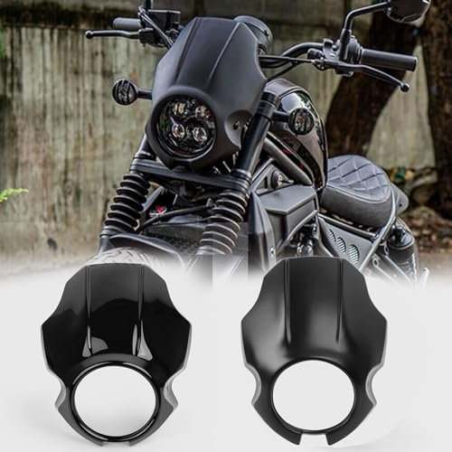 WOOGA Motorrad Scheinwerfer verkleidung Windschutz scheiben Maske Abdeckung & Scheinwerfer Schutz für Ho&nda CMX 250 CMX500 CMX300 CMX 500 CMX 300 Rebel 300 2020-2024 (Glänzend schwarz)