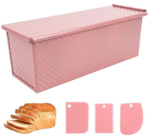 Spmarkt Premium Rosa 33-cm-Pullman-Brotform mit Deckel – Perfekt zum Backen von professionellem Sandwichbrot, frei von PFOA und PTFE, gesunde und stilvolle Antihaft-Brotform für selbstgemachtes Brot