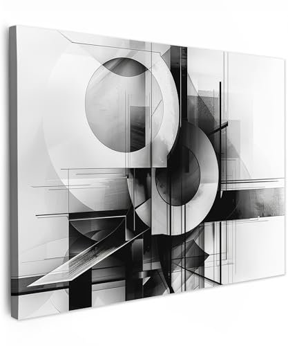 MuchoWow© Bild auf Leinwand 40x30 cm Schlafzimmer Bilder Badezimmer Wand Deko Wohnzimmer Moderne Wanddeko Bilderwand Geschenk Abstrakt - Kunst - Modern - Schwarz und weiß