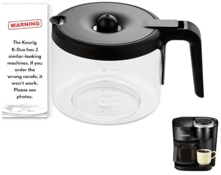Jarra de repuesto para cafetera de 12 tazas para Keurig K-Duo Essentials y K-Duo Essentials modelos de cafetera caliente y fría (K-Duo ESSENTIALS)