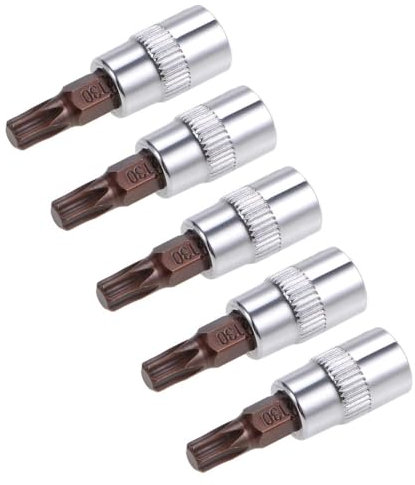 TOP-VIGOR Lot de 5 douilles Torx 6,35 mm x T30 CR-V, embouts Torx en acier S2 de qualité supérieure, 48 mm de longueur pour clé dynamométrique, clé à cliquet, perceuses à percussion, barre coulissante