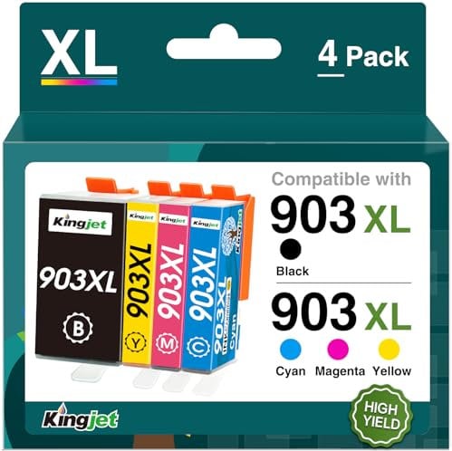 KINGJET 903XL Multipack Kompatibel für hp 903 druckerpatronen für hp 903 XL für hp officejet 6950 druckerpatronen für hp officejet pro 6970 patronen 6960 (Schwarz Cyan Magenta Gelb)