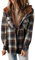 Mobanna Arbeitshemden Herren Langarm, Winterjacke Damen Warme Kariertes Holzfäller Jacke - Langarm Flanelljacken mit Fleece Gefüttert Knopfleiste Shacket Jacke Karo Fleecejacke Kapuzenjacke Braun