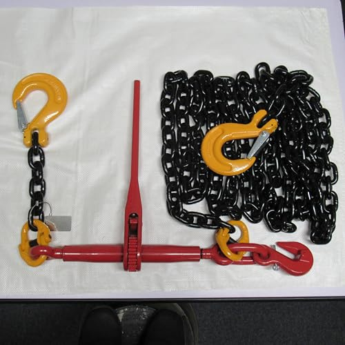 Lever Ratchet Chain Loadbinder Kit 10MM (Tie Down Lashing Safety Grab Sling Hook 5M, 8M or 12M) (8M Chain Length)