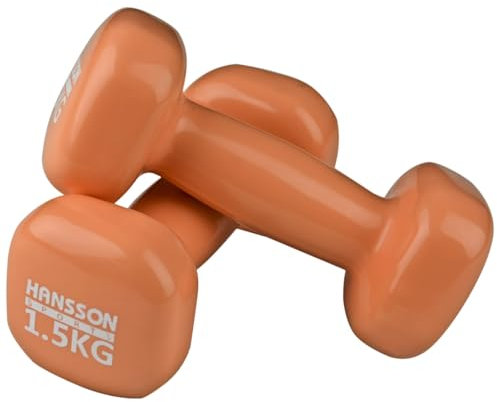 Hansson Sports® Vinyl Hantel 2er Set 0.5-5.0Kg Verschiedene Gewichte und Farbe zur Auswahl (2 * 1.5kg Apriko)
