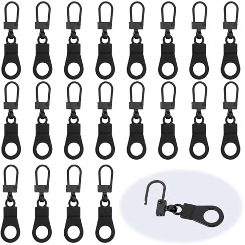 Reißverschluss Zipper, 20 Stück Reißverschluss Anhänger Schwarz Zipper für Reißverschluss Universal Reißverschluss Reparatur Set Ersatz Zipper für Reißverschlüsse für Jacken, Rucksäcke, Koffer