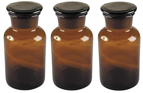 GMMH 3 x Apothekerflasche (500 ml) Weithalsflasche Apothekerglas Stopfenflasche Laborflasche Laborglas Rundschulterflasche Flaschen Apothekergläser Laborflaschen Laborgläser Rundschulterflaschen