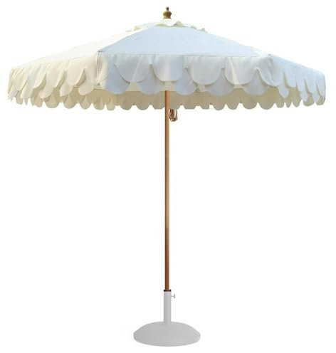 270 cm Gartenschirm Sonnenschirm mit 8 Stabilen Streben, Volant-Tischschirm für Markt, Outdoor, Strand, ø38 mm Aluminiummast