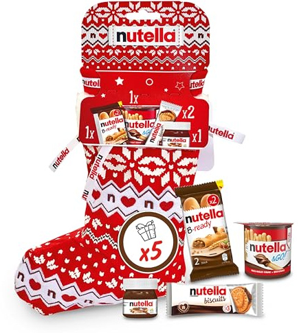 nutella Winterstiefel 2025 - ein festlich dekorierter Stiefel mit beliebten Nutella-Snacks - Geschenk zu Weihnachten, Nikolausgeschenk - Weihnachtsdeko & Adventsgeschenk für Familie & Freunde - 209 g