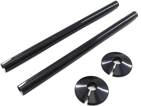 2 Set Black Radiator Pipe Covers and Collars,Anthracite Pipe Cover,Pipe Measurements 20 x 1.5 Centimetres,Made with PVC