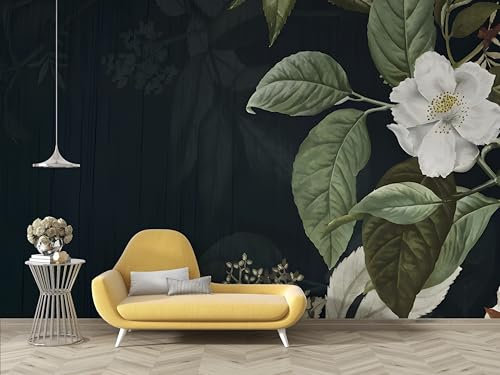 Floral Wallpaper Mural, Vintage Botanical Wall Murals, Self-Adhesive Photo Wallpaper Home Decoration, Small Wall Sticker for Living Room Bedroom 130 * 80cm (W*H) C83