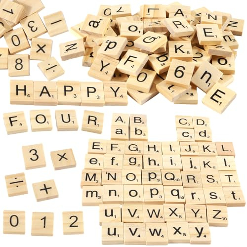 300 pezzi Lettere di Legno | Giochi in Scatola Lettere di Legno,Artigianato e Regali, per Apprendimento e Ortografia