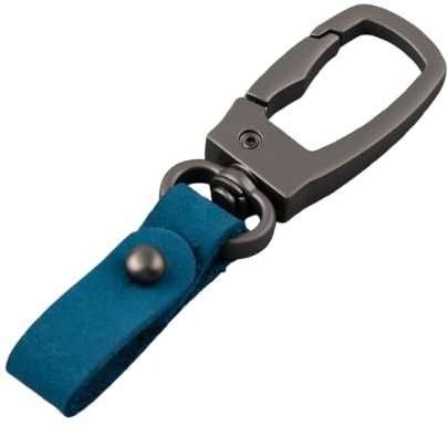 SRTMIRJJ Schlüsselanhänger Auto für Skoda Citigo/Enyaq/Fabia/Kamiq/Kodiaq, Leder Autoschlüssel mit Alloy Ring, Personalisierter Schlüsselanhänger für Männer und Frauen,Blue