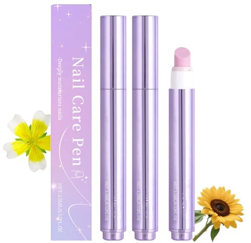 3-In-1 Nail Care Pen, Cuticle Pusher Nail Oil Pen with Ceramic Tipping, Long-Time Moisturize, Repair & Strengthen, Brighten Care, Improve Rough, For Hangnails, Dry & Damaged Nail (3pcs)