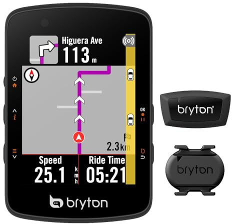 Bryton Rider 550 GPS Cycle Computer, Navigation with Sensor Bundle including Speed, Cadence and Heart Rate Monitor, 2.8 Inch Colour Screen