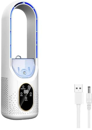 Ventilateur de climatisation portable, refroidisseur d'air évaporatif, climatiseur USB avec vent et 6 minuteurs, mini ventilateur de refroidissement de bureau pour le bureau à (Blanc)