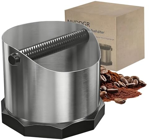 Contenitore per caffè con colino in acciaio inox, 1,6 L Professionale Espresso Knock Box con barra di scarico rimovibile, fondo antiscivolo, silenzioso e facile da pulire