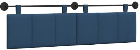 vidaXL Hängendes Kopfteil Blau Stoff, Wanddeko fürs Schlafzimmer: modernes hängendes Kopfteil, gepolsterte platzsparende Platte, verstellbares minimalistisches Design