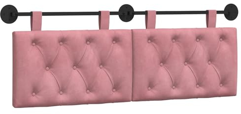 vidaXL Hängevorderseite Wandmontiert Rosa 130 x 55 x 7 cm Samt, Schlafzimmer, modernes Wand-Kopfteil, rechteckig mit Samtbezug, gesteppt, Holzwerkstoff, platzsparende Dekoration