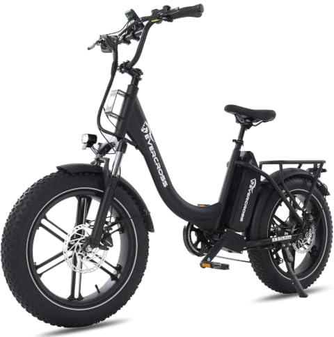EVERCROSS EK6 Ultra 20'' Elektrofahrrad Fatbike mit APP & NFC-Entsperrung | LCD Display, Luftreifen, Herausnehmbarem Akku, Doppel Hydraulische Scheibenbremsen, Federgabel, 7-Gang, bis 25 km/h E-bike