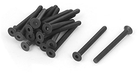 sourcing map M4 X 45mm Tornillos De Cabeza Plana Avellanado Hexagonal Métricas 20Pcs Negro