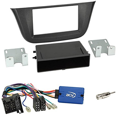 Einbauset: Doppel-DIN 2-DIN Radioblende - schwarz + Kenwood Radio LFB Adapter Set für Iveco Daily (VI) ab 07/2014