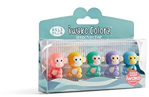 Miquelrius Packung mit 5 Radiergummis, abnehmbare Puzzle-Radiergummis, lustiges Affen-Design