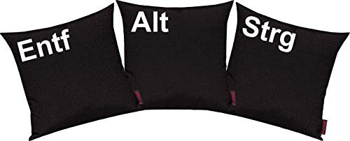 Shirtinstyle Kissenhüllen Set 3 Stück für Auserwählte! Sofakissen Motiv ALT, STRG und ENTF, Farbe schwarz Uni