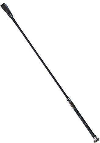 Snowbee Horse and Pony Riding Whip, Black - High-Quality Equestrian Riding Crop With Microfiber Anti-Slip Silicone Print Handle & Leather Keeper - Size 65cm