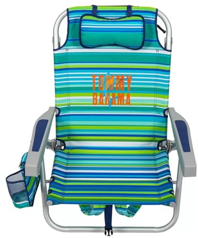 TECNOVOZ Silla Playa PLEGABLE Asas Tipo Mochila Tommy Bahamas 2000998 Amarillo /Azul /Piñas
