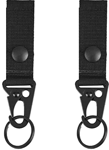Azarxis Taktischer Schlüsselanhänger, Gürtelclip, Gürtel karabiner, Molle-Gurtband für Bergsteigen Camping Wandern (Schwarz - 2 Stück)