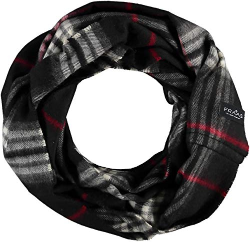 FRAAS Cashmink Loop Schal - Plaid Kariert Für Damen & Herren - Wärmend & Hautfreundlich - Weicher Als Kaschmir - Made In Germany - 30x66cm Schwarz