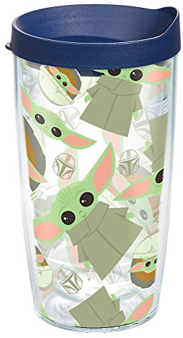 Tervis Made in USA – Star Wars doppelwandiger Thermobecher, Mandalorian Child, hält Getränke kalt und heiß, 473 ml, transparent