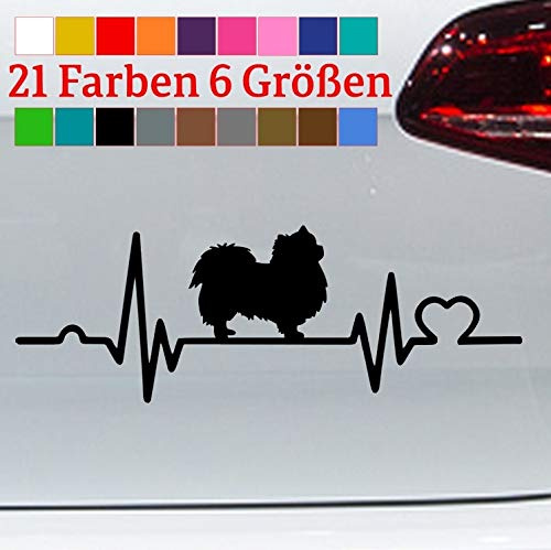generisch Herzschlag Chihuahua Aufkleber Hund Langhaar Coat Haustier Dog Sticker JDM Paris in 6 Größen und 21 Farben