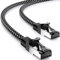 deleyCON 0,25m CAT7 LAN Kabel - Netzwerkkabel mit Kupfer & Nylonmantel - AWG27 600 MHz 10 Gbit/s S-FTP (PIMF) RJ45 Patchkabel Ethernetkabel für Internet DSL Router - Schwarz
