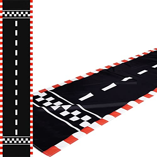 10 Feet Race Car Party Supplies, Racetrack Floor Runner Decorations, Long Racetrack Floor Running Mat Race Car Table Cloths for Racing Birthday Party Games Sport Event Festivals Decorations