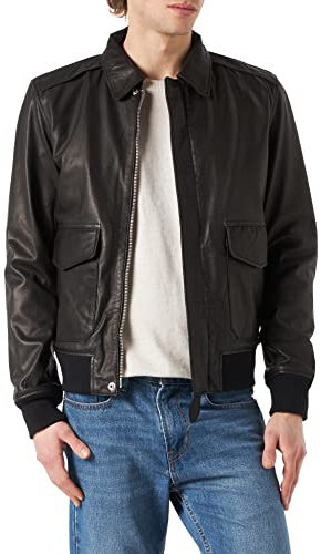 Schott NYC Lcflyvint - Giacca in Pelle da Uomo, Nero, M