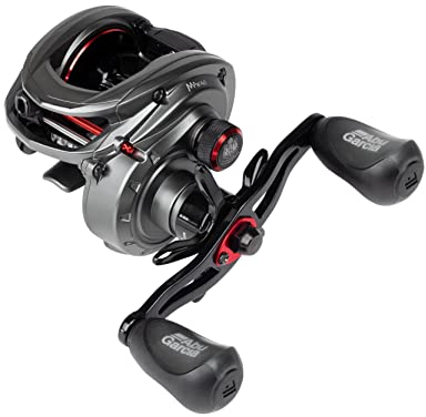 Abu Garcia MAX Low Profile Rolle - Baitcaster Angelrolle für Raubfischangeln - Hecht, Barsch, Zander, Grey/Red, 41