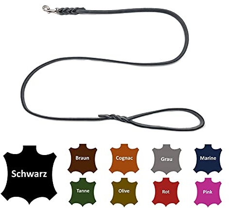 Hundeleine Fettleder kleine Hunde/große Hunde MIT Handschlaufe Made IN Germany 1m - 5m (1,5m X 8mm, Grau)